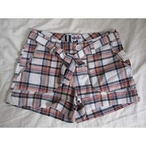 NEW DEB Short shorts size 1 White Red Blue Plaid Cute comfy‎ Checkered w/ Belt!